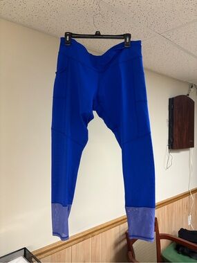 Champion Electric Blue Leggings with Sheer Mesh Cuffs